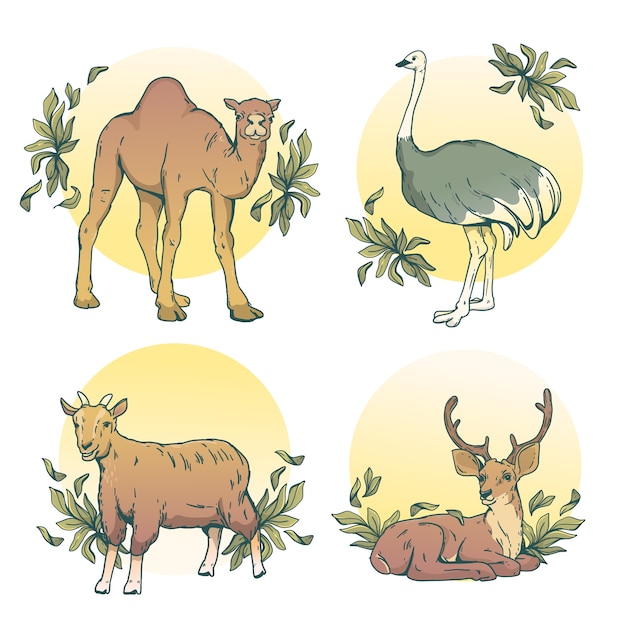 Free vector hand drawn wild animals illustration