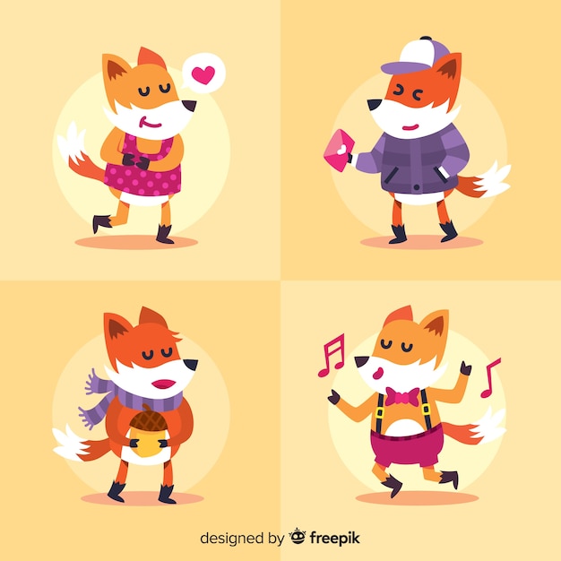 Free vector hand drawn wild fox collection