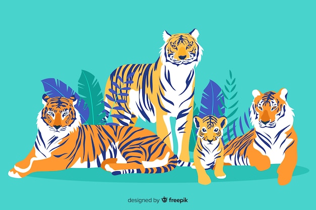 Hand drawn wild tiger collection