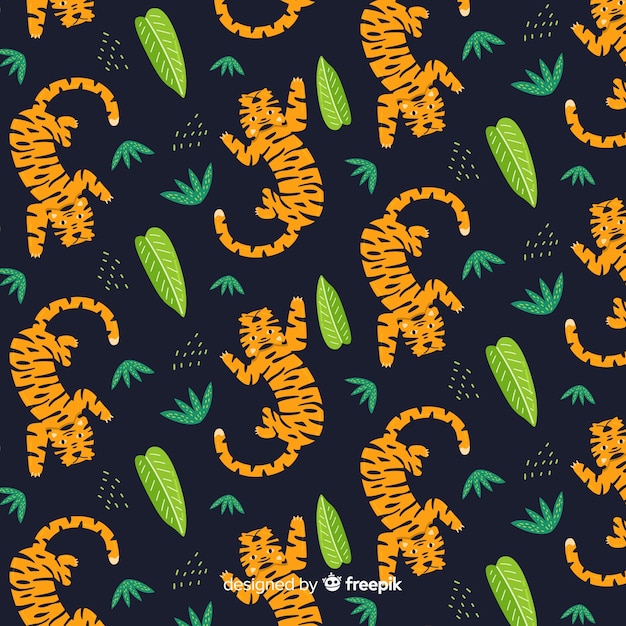 Free vector hand drawn wild tiger pattern