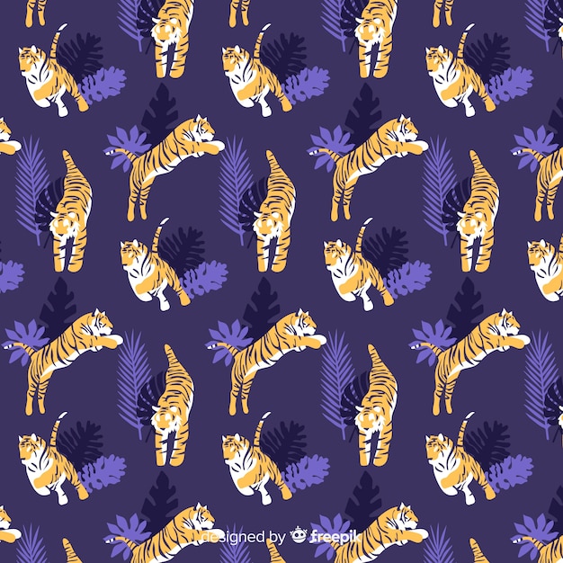 Hand drawn wild tiger pattern