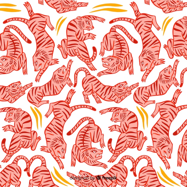 Hand drawn wild tiger pattern