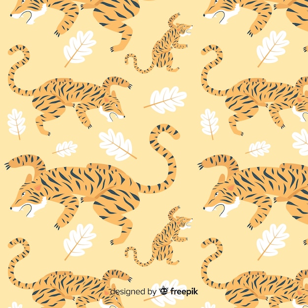 Бесплатное векторное изображение Ручной обращается рисунок дикого тигра