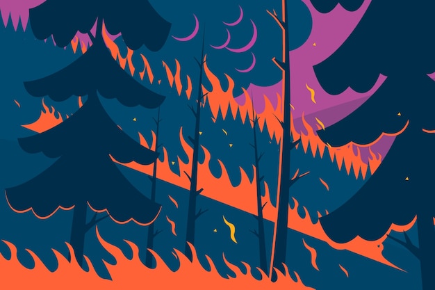 Hand drawn wildfire illustration