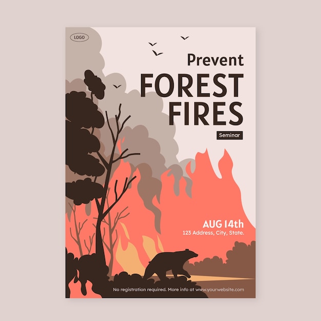 Free vector hand drawn wildfire poster design