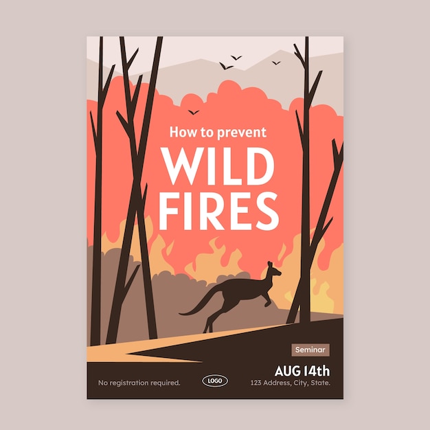 Free vector hand drawn wildfire poster design