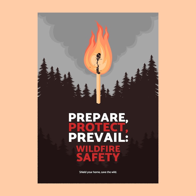 Free vector hand drawn wildfire poster template