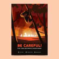 Free vector hand drawn wildfire poster template