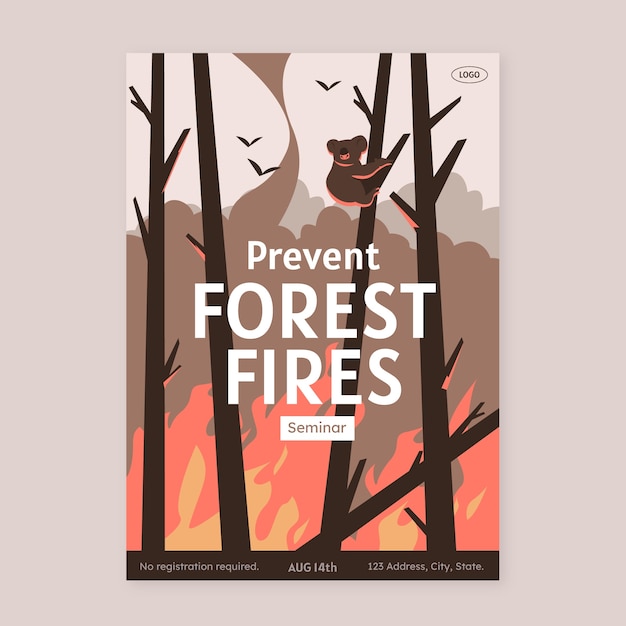 Free vector hand drawn wildfire poster