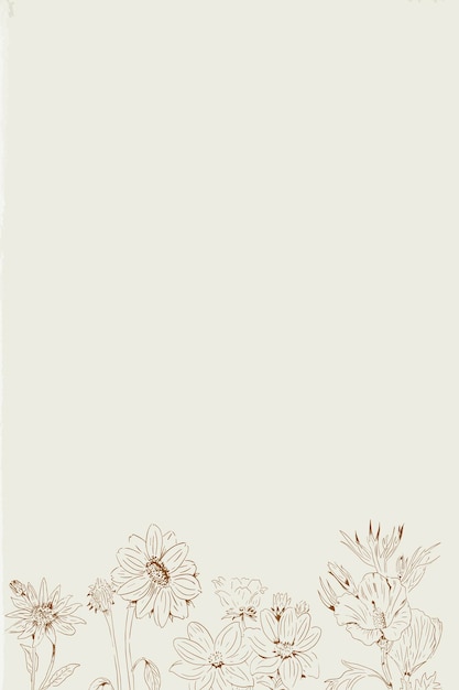 Free vector hand drawn wildflowers patterned on beige background template