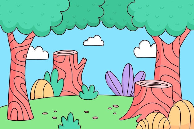 Free Vector hand drawn wildlife background