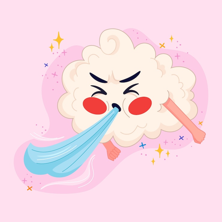 무료 Vector 손으로 그린 바람 만화 그림