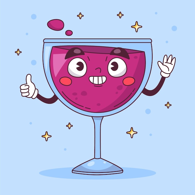 Free vector hand drawn wine  cartoon illustration