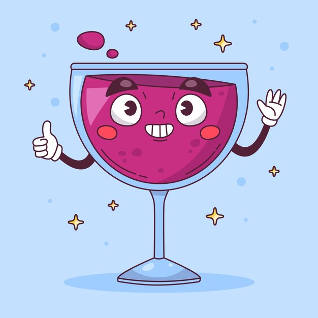 Hand drawn wine  cartoon illustration