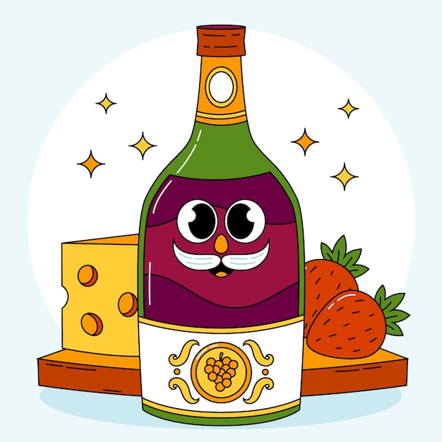 Free vector hand drawn wine  cartoon illustration