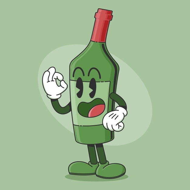 Hand drawn wine cartoon illustration