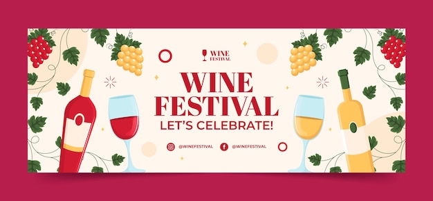 Hand drawn wine festival facebook cover