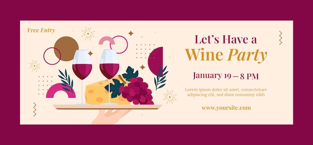 Free vector hand drawn wine festival facebook cover