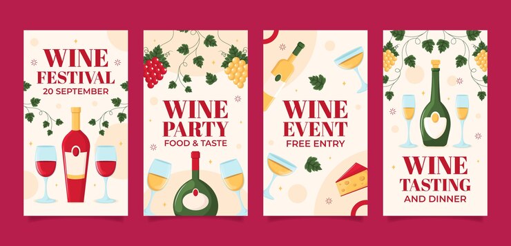 Free Vector hand drawn wine festival instagram stories