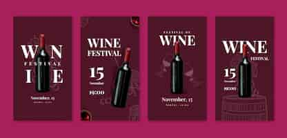 Free vector hand drawn wine festival instagram stories