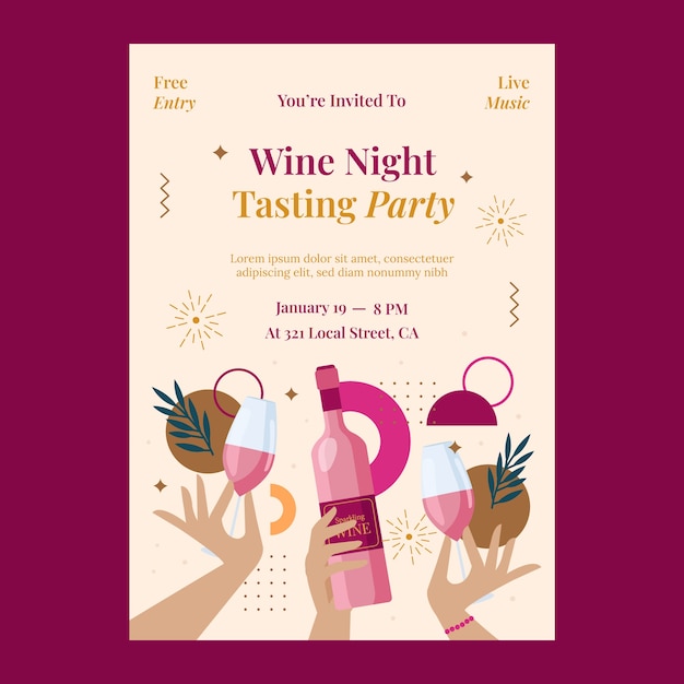 Hand drawn wine festival invitation