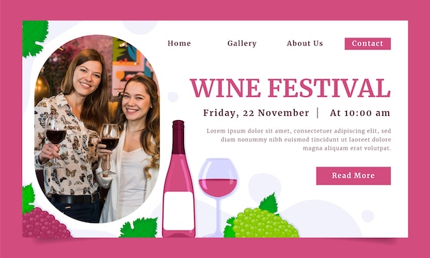 Free vector hand drawn wine festival landing page