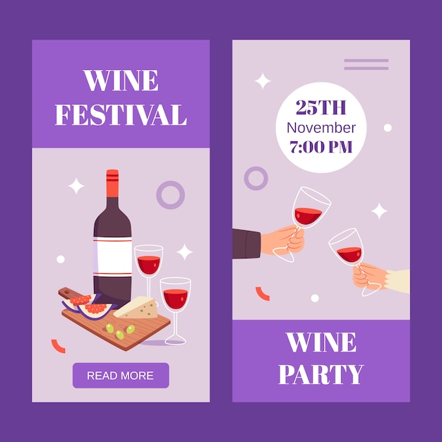 Hand drawn wine festival vertical banner