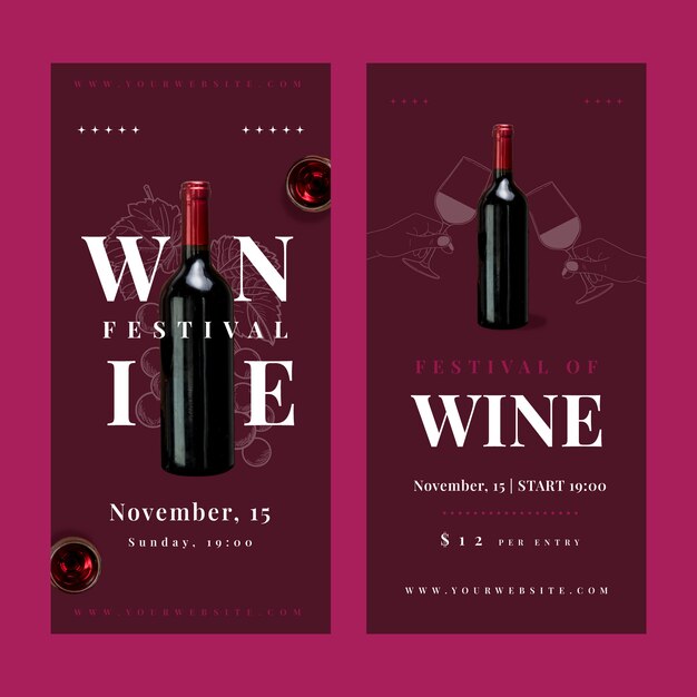 Hand drawn wine festival vertical banner