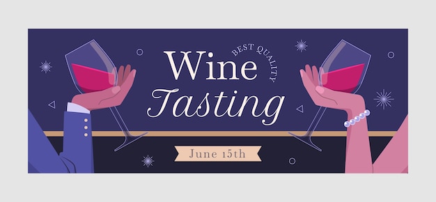 Free vector hand drawn wine party facebook cover template