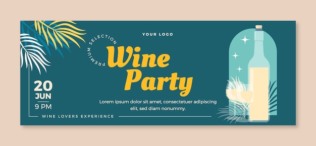 Free vector hand drawn wine party facebook cover