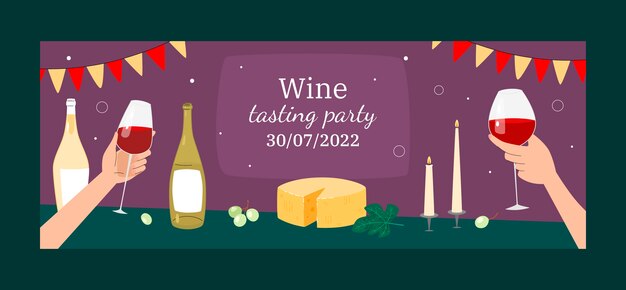 Hand drawn wine party facebook cover