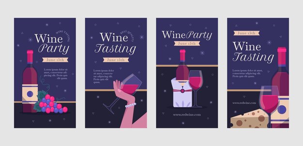 hand drawn wine party instagram stories