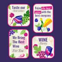 Free vector hand drawn wine party labels template