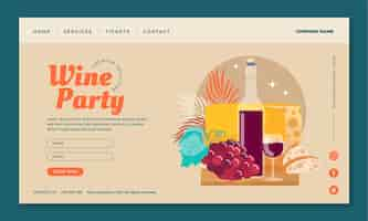 Free vector hand drawn wine party landing page