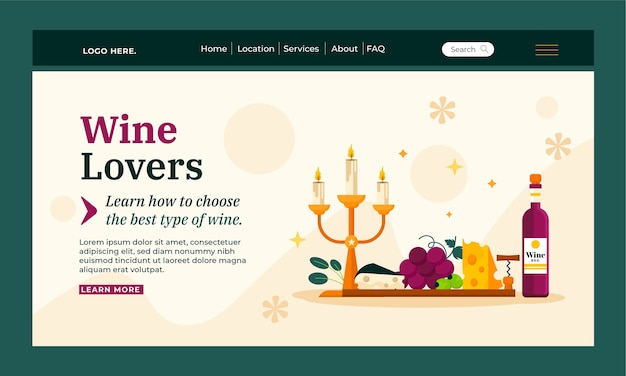 Hand drawn wine party landing page