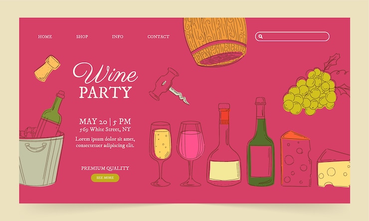 Free Vector hand drawn wine party landing page