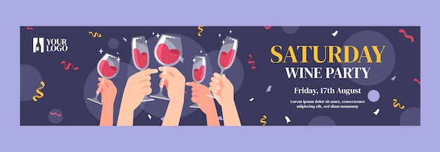 Hand drawn wine party twitch banner