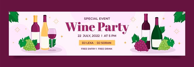 hand drawn wine party twitch banner