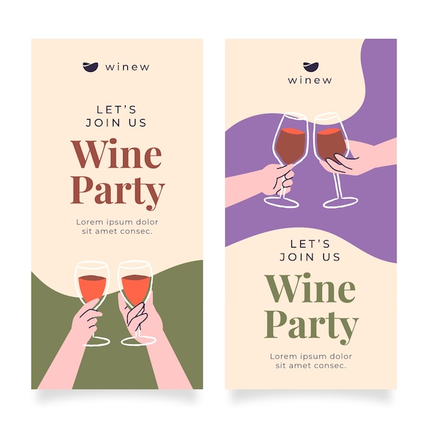 Vettore gratuito banner verticale festa del vino disegnato a mano