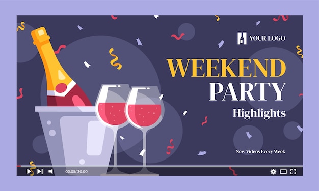 Free vector hand drawn wine party youtube thumbnail