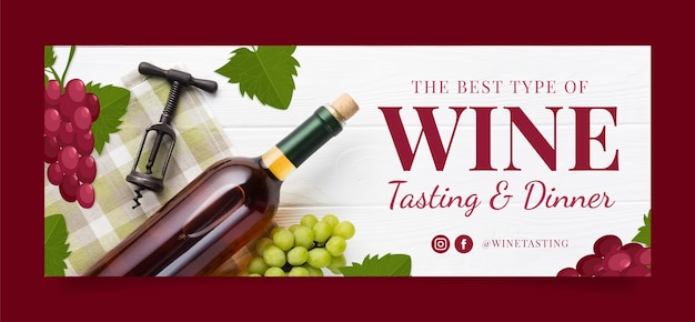 Free vector hand drawn wine tasting facebook cover