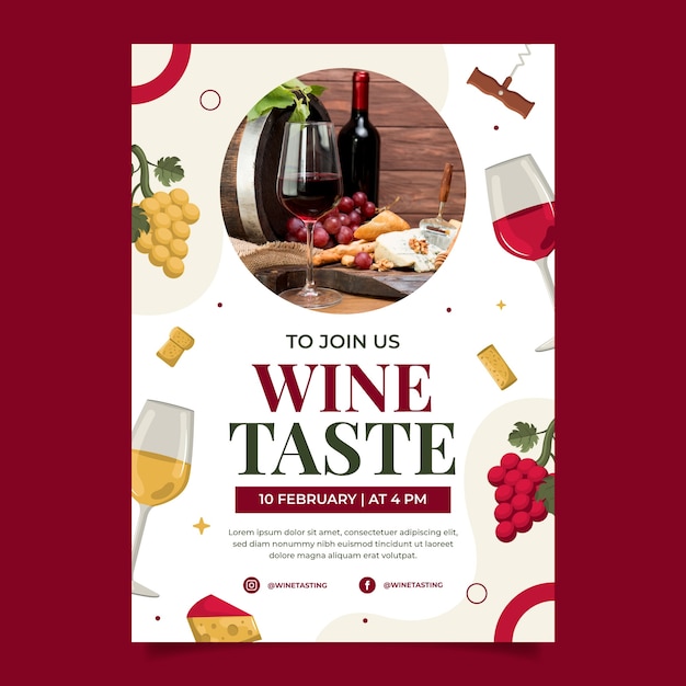 Free vector hand drawn wine tasting invitation template