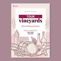 Free vector hand drawn wine tasting invitation