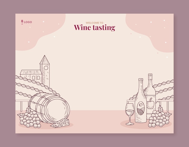 Free vector hand drawn wine tasting photocall template