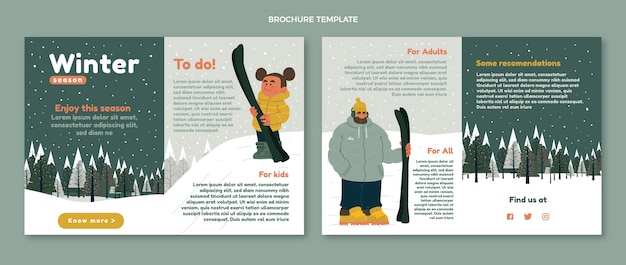 Hand drawn winter brochure template