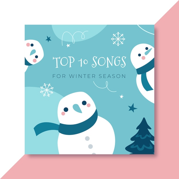 Hand drawn winter cd cover template