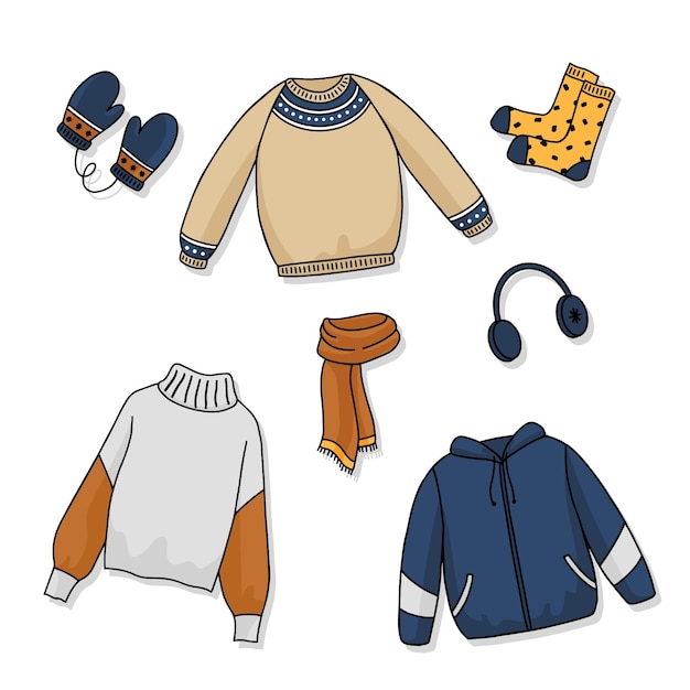 Free Vector  Hand drawn winter clothes & essentials