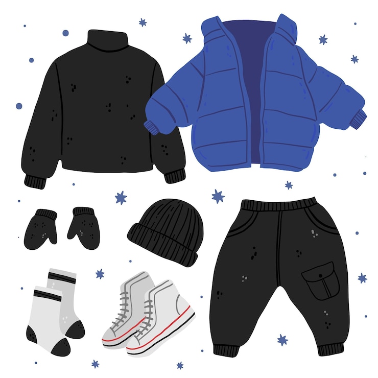 Free Vector hand drawn winter clothes and essentials collection