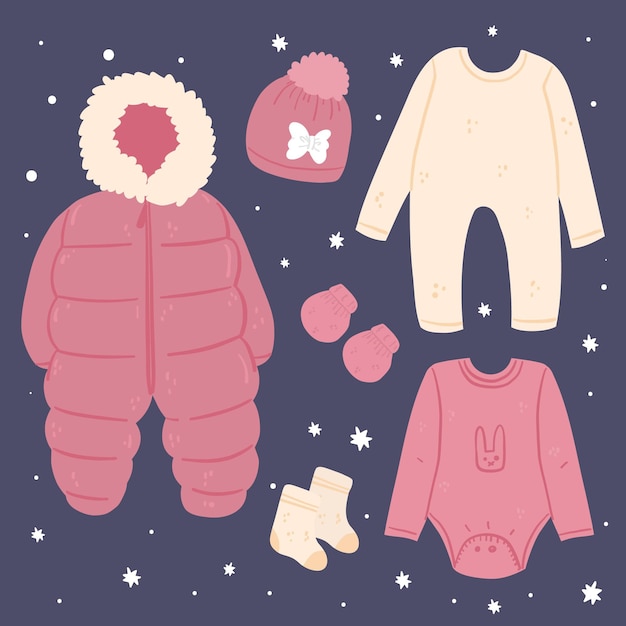 Free vector hand drawn winter clothes and essentials collection