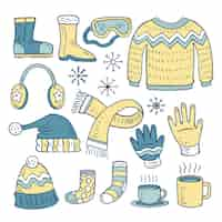 Free vector hand drawn winter clothes & essentials set